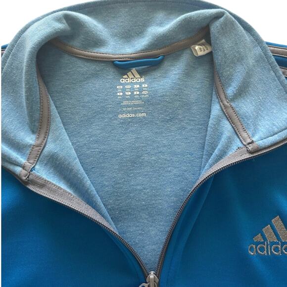 Adidas -Men’s Signature Blue w/Gray Stripes Full Zip Track Jacket- Size XXL - Picture 6 of 7